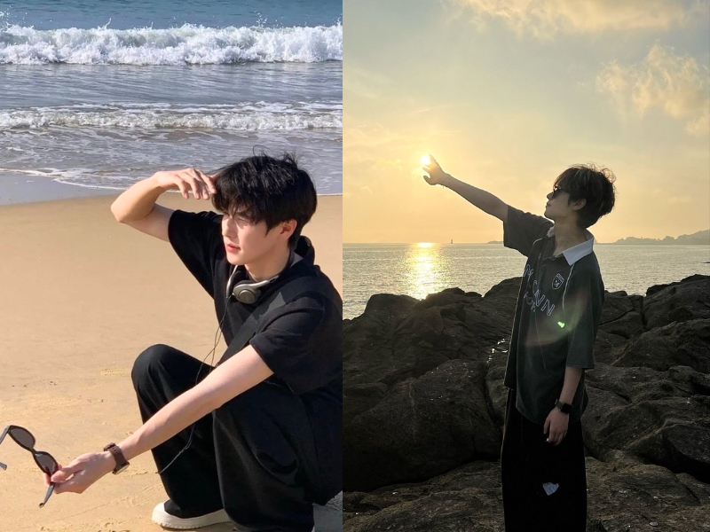 tạo dáng chụp ảnh biển nam