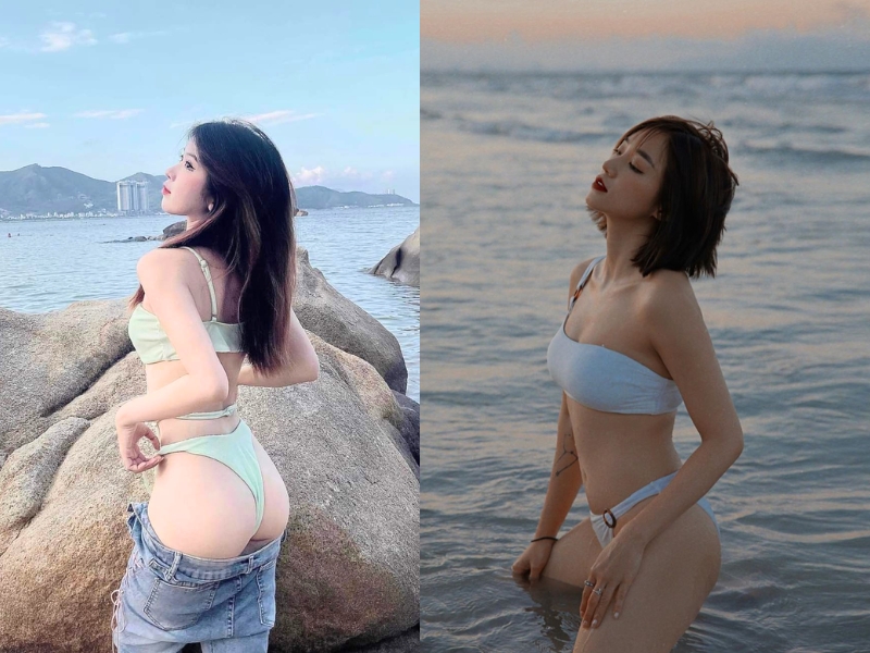 tạo dáng chụp ảnh biển bikini