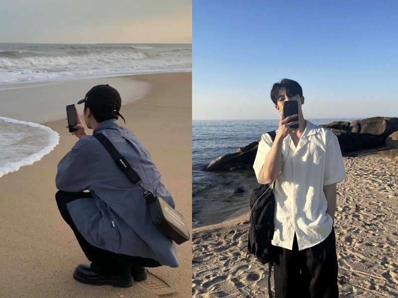 tạo dáng đi biển cho nam