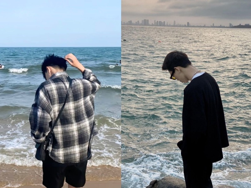 tạo dáng chụp ảnh đi biển cho nam