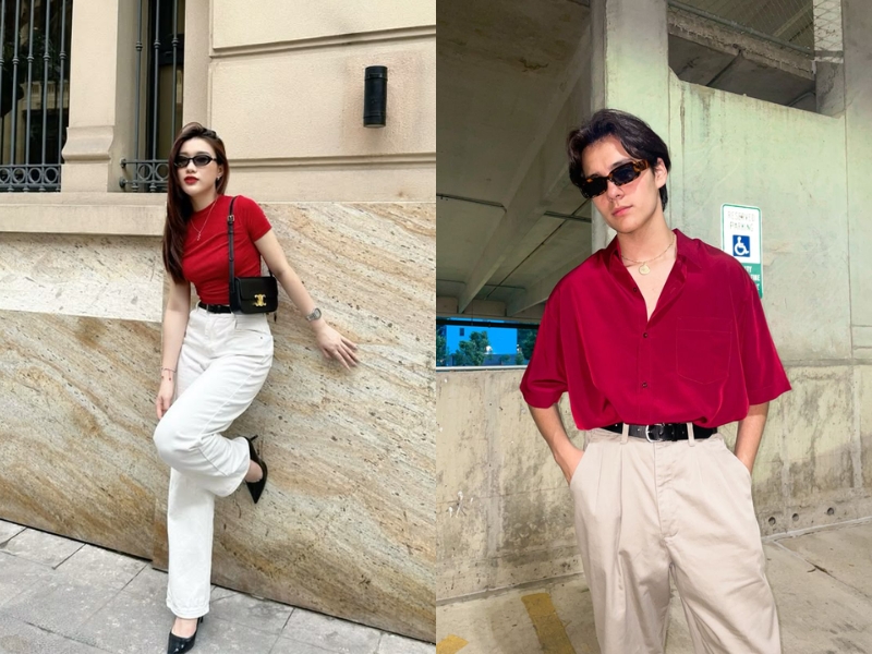 áo màu đỏ phối chân váy màu gì