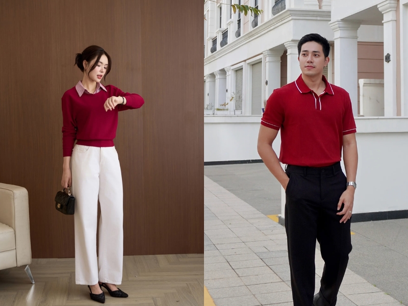 áo đỏ phối quần màu gì