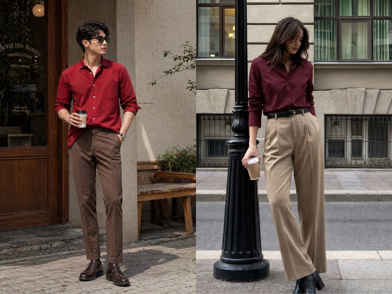 áo đỏ phối quần màu gì