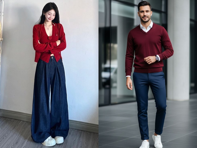 áo màu đỏ hợp với quần màu gì