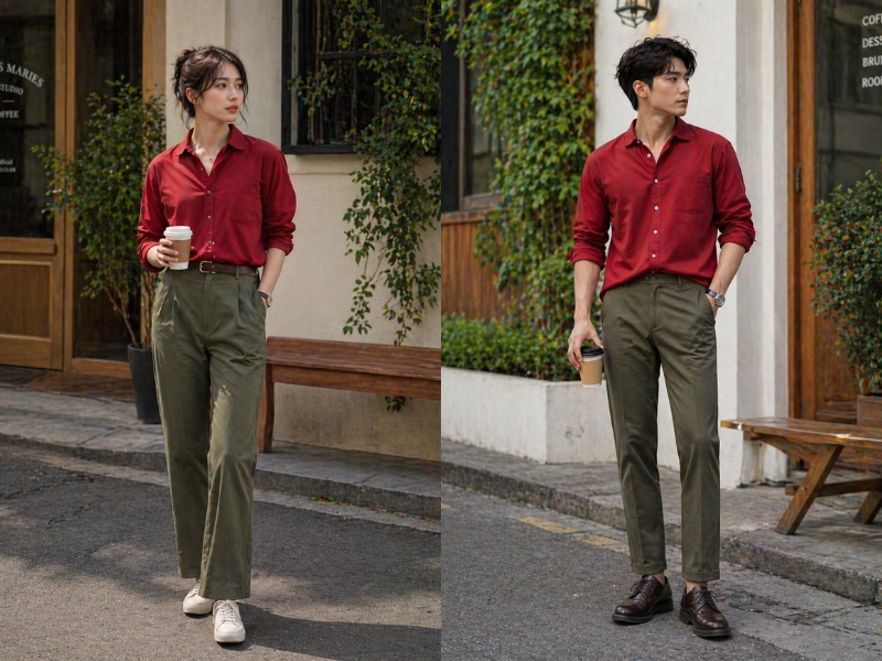 áo đỏ phối với quần màu gì