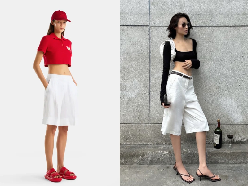 Diện croptop và quần short nữ cạp cao 