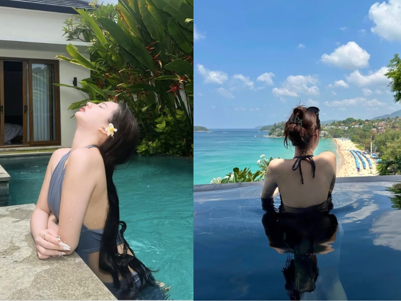 tạo dáng chụp ảnh biển bikini