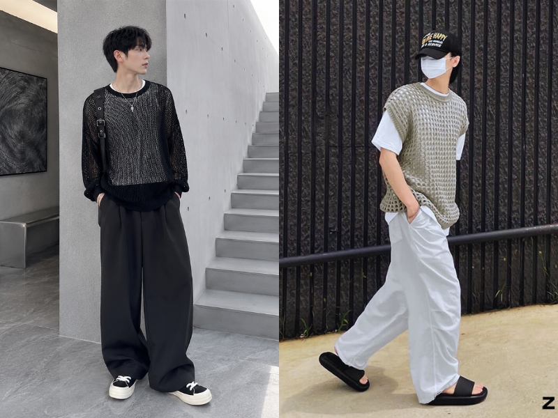 phối đồ với áo lưới