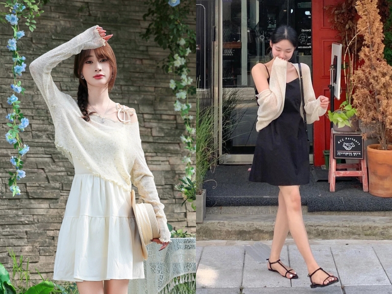 phối đồ với áo lưới tay ngắn