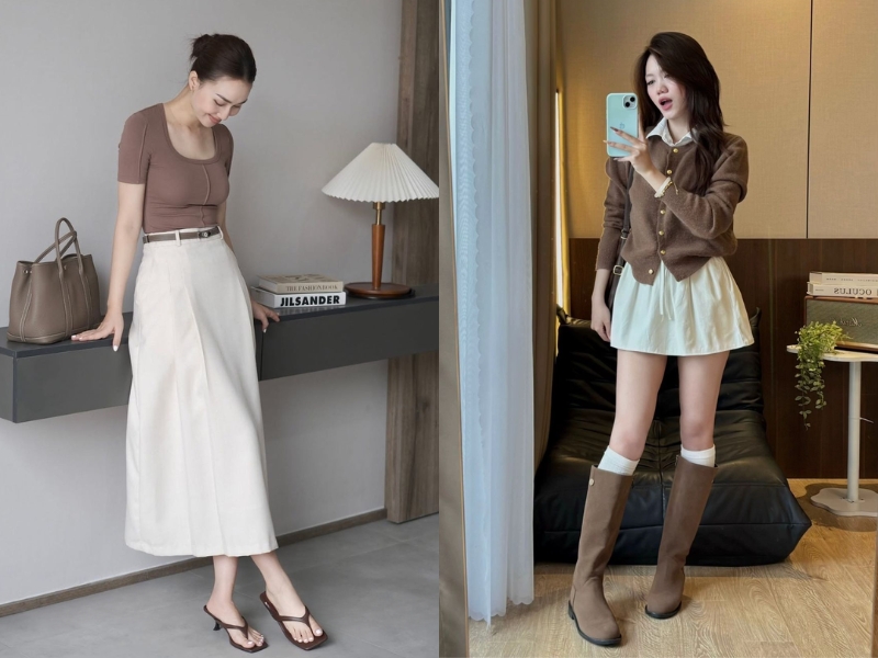 phối đồ với áo nâu nam