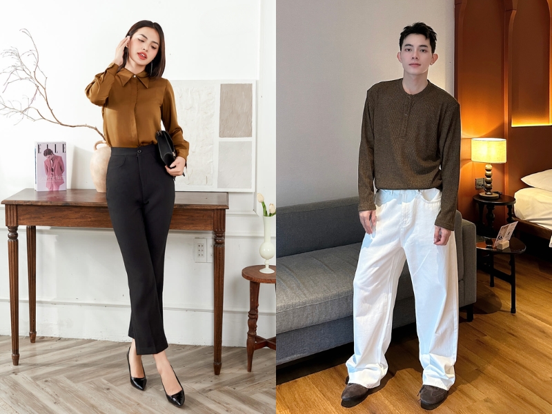áo màu nâu phối quần màu gì