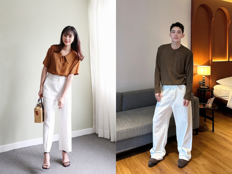 áo màu nâu phối quần màu gì