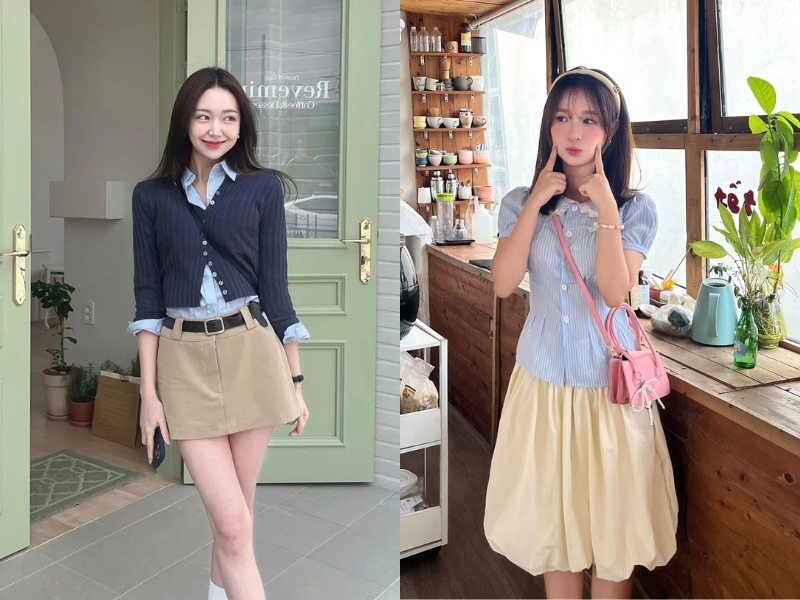 chân váy be phối áo màu gì