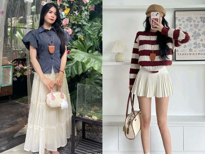 chân váy be phối áo màu gì