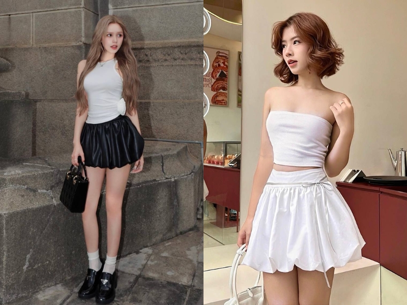 phối đồ với chân váy bí
