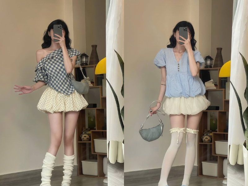 phối đồ với chân váy bí