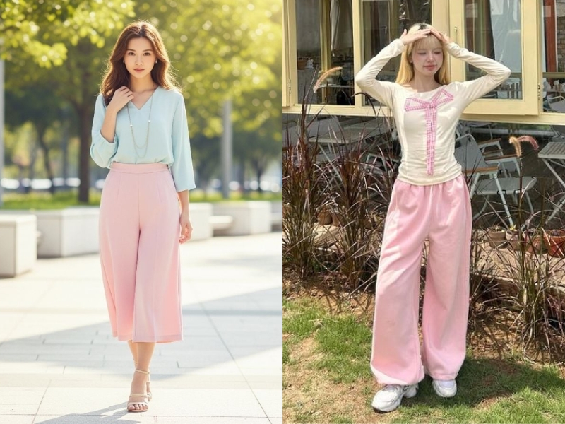 quần màu hồng kết hợp với áo màu gì