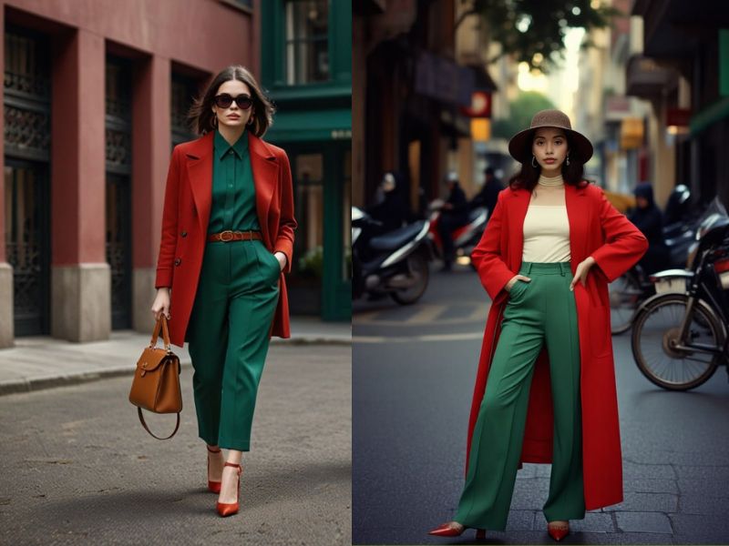 quần xanh lá phối áo màu gì