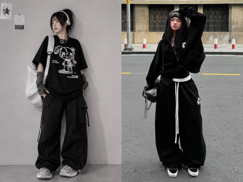 Outfit oversize kết hợp phong cách techwear hiện đại và cá tính