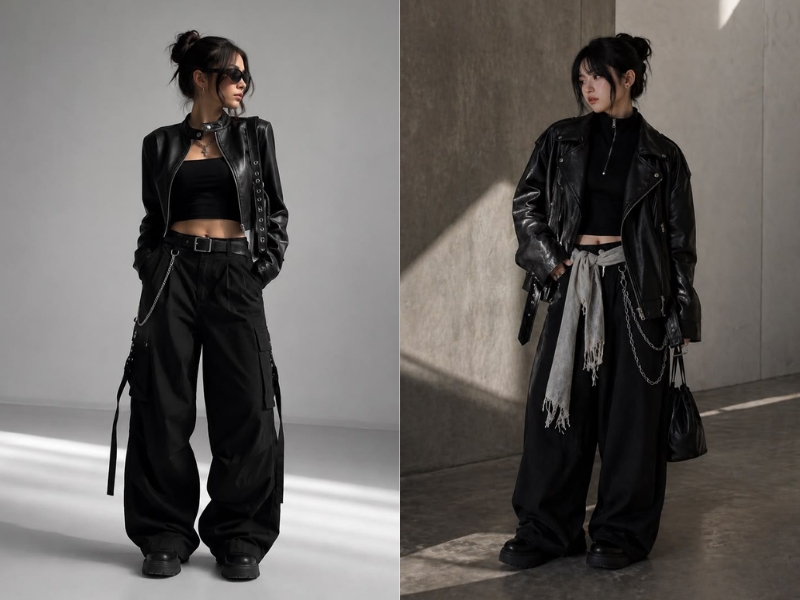 Outfit all black với phong cách swag mạnh mẽ và đầy cuốn hút