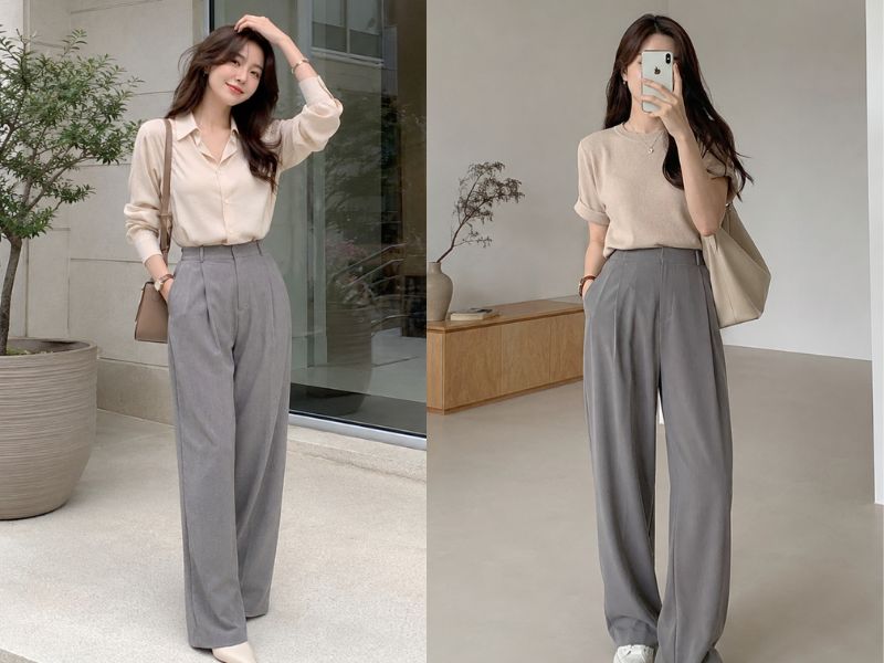quần màu ghi xám phối với áo màu gì