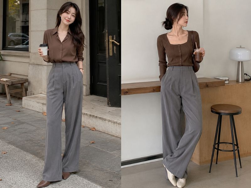 quần màu ghi xám phối với áo màu gì