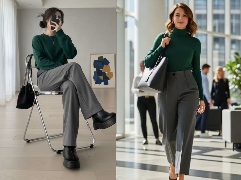 quần màu ghi xám phối với áo màu gì