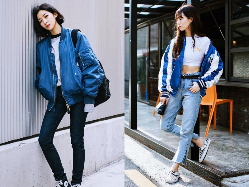 phối xanh coban với quần jeans