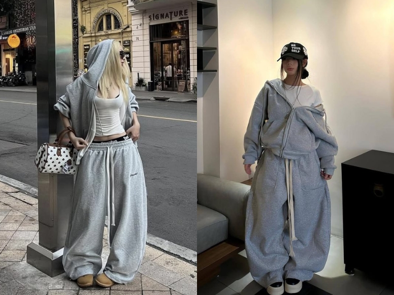 Outfit kết hợp hoodie, quần jogger và sneaker chunky mang đậm chất swag năng động