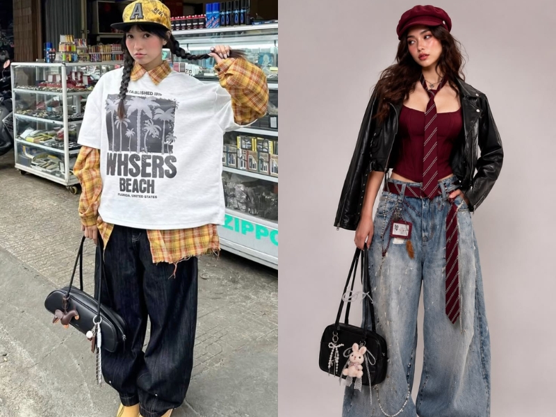 Phong cách layering với nhiều lớp trang phục tạo chiều sâu cho outfit