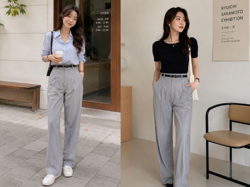 quần màu ghi xám phối với áo màu gì