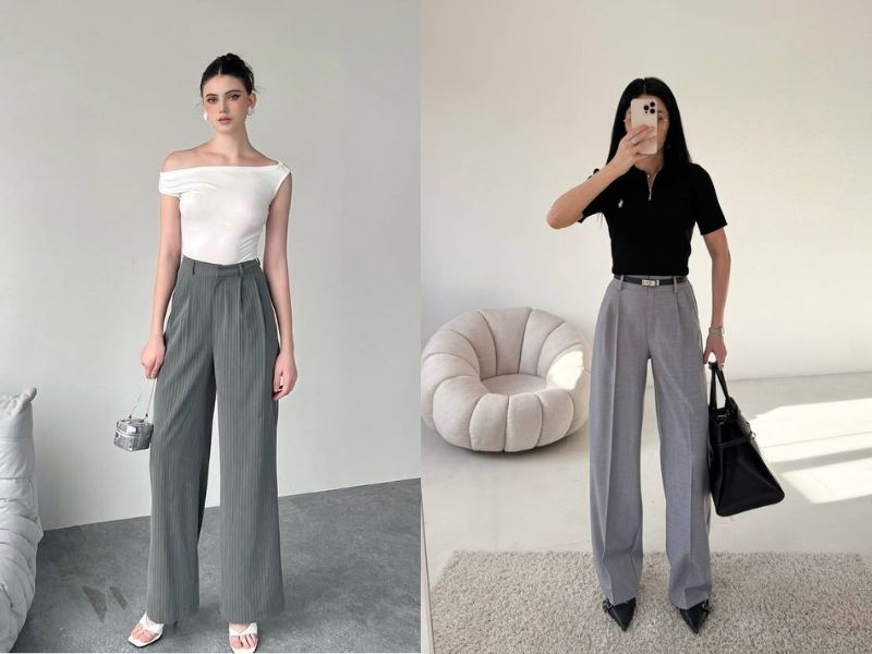 quần màu ghi xám phối với áo màu gì