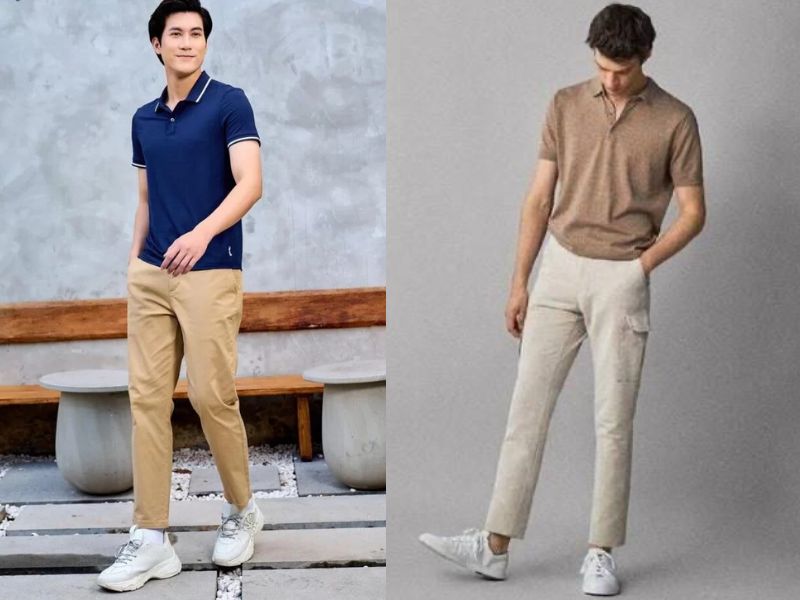 Áo polo kết hợp quần kaki hiện đại