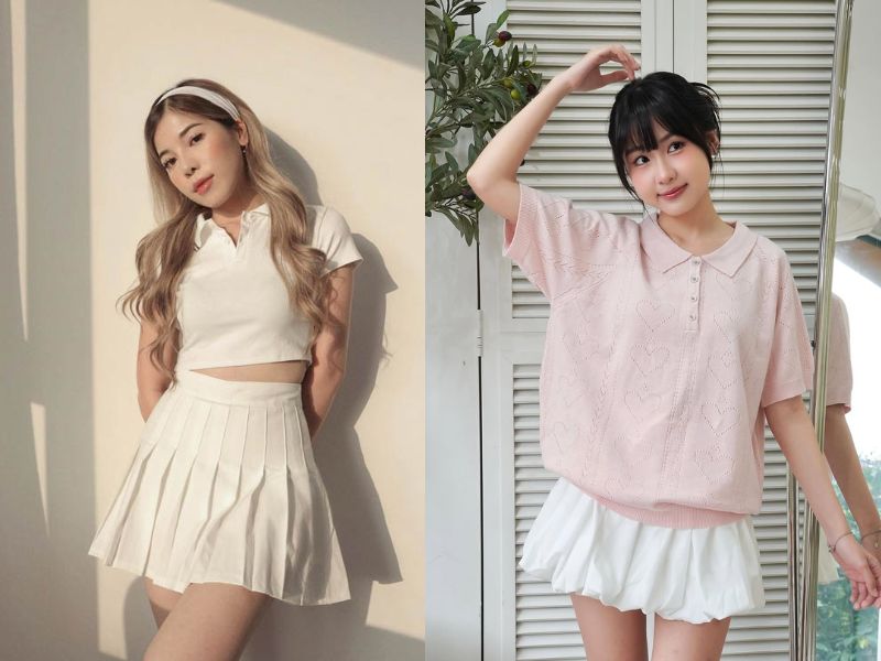 Kết hợp ao polo với chân váy ngắn