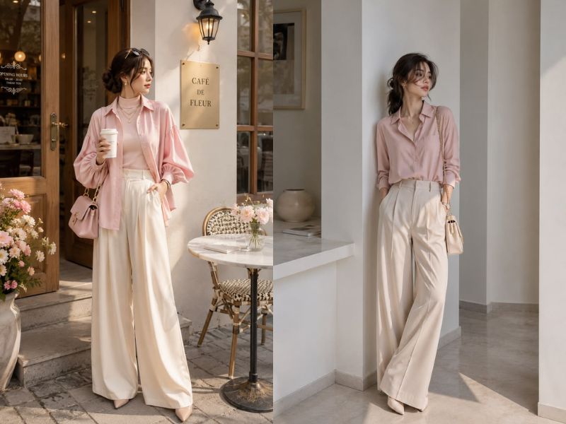 Ivory phối cùng màu hồng pastel