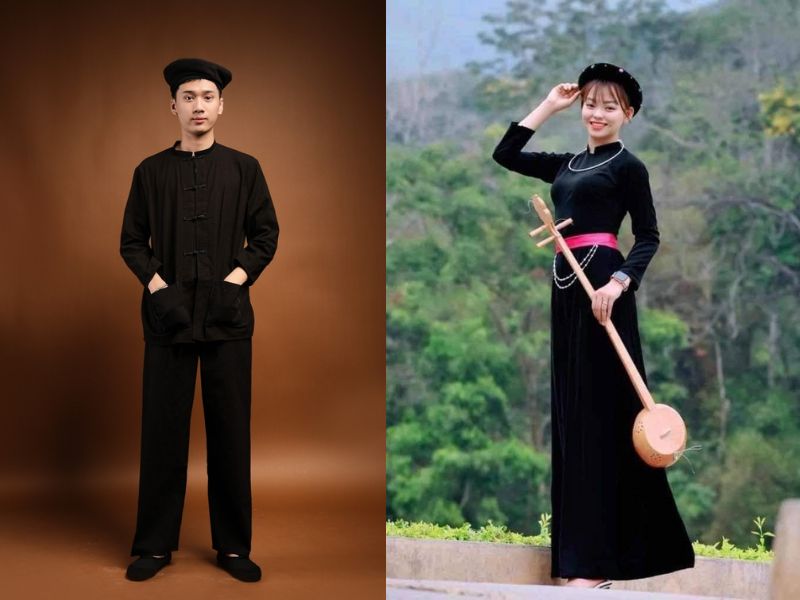 Trang phục dân tộc Tày tối màu đơn giản