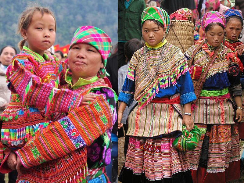 Màu sắc tươi sáng trong trang phục người Mông Hà Giang
