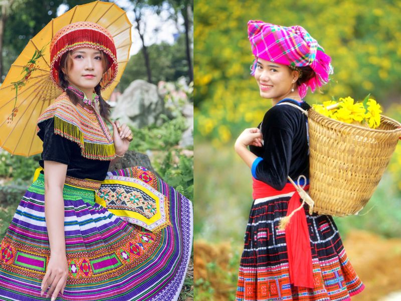 Váy sặc sỡ và nhiều họa tiết
