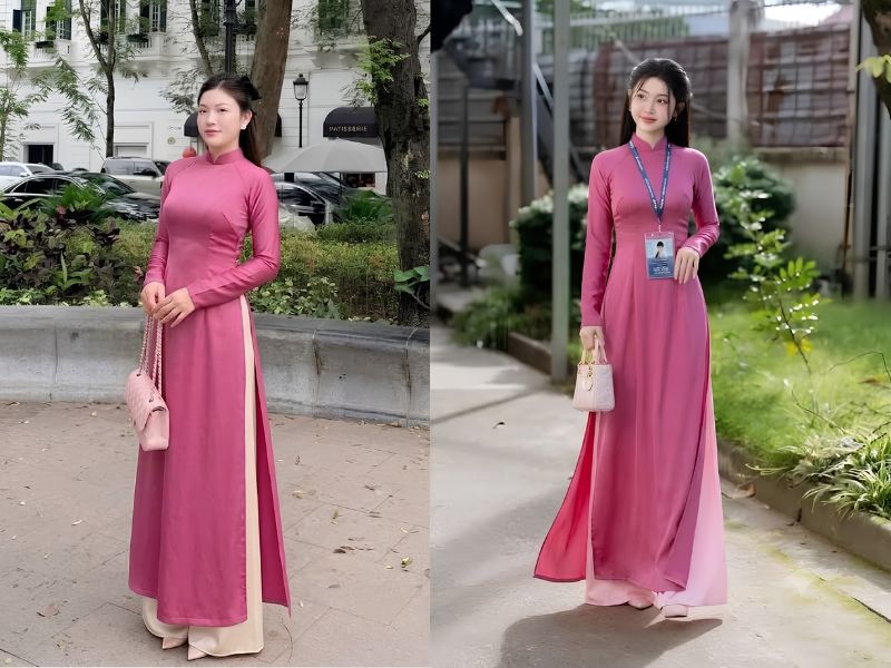 áo dài màu hồng cánh sen mặc với quần màu gì áo dài màu hồng cánh sen mặc với quần màu gì