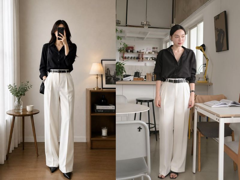 sơ mi đen mặc với quần gì