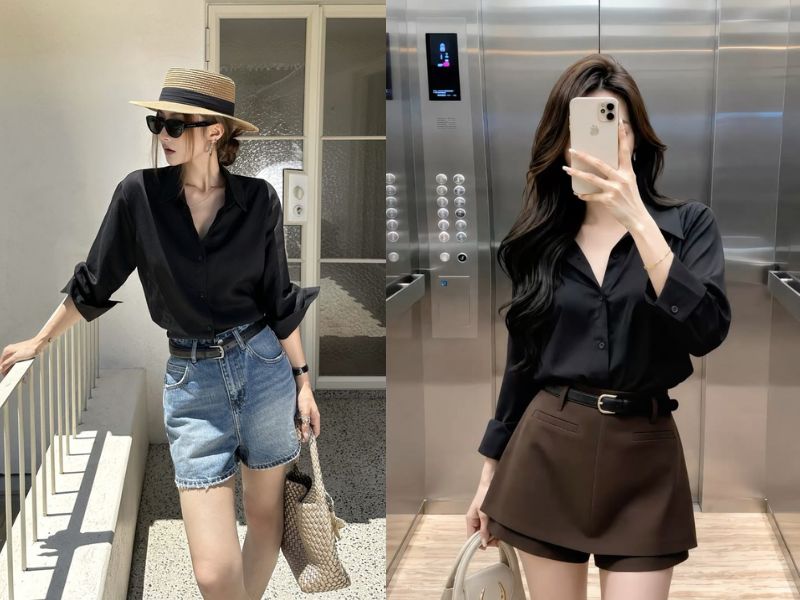 sơ mi đen mặc với quần gì