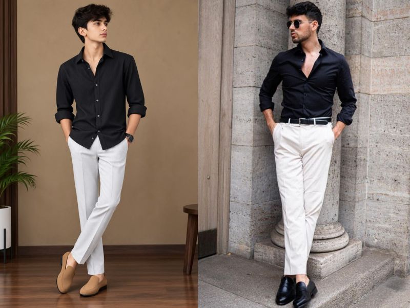 sơ mi đen mặc với quần gì