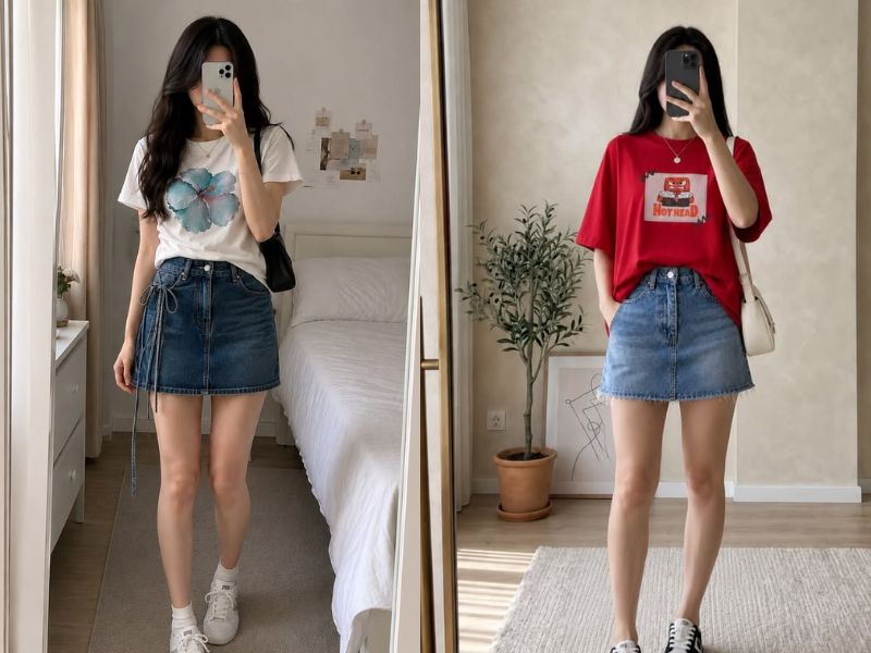 cách bỏ áo thun nửa trong nửa ngoài nữ