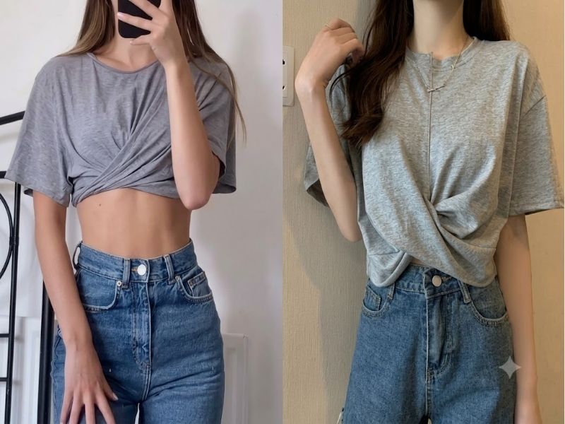 cách biến tấu áo thun rộng