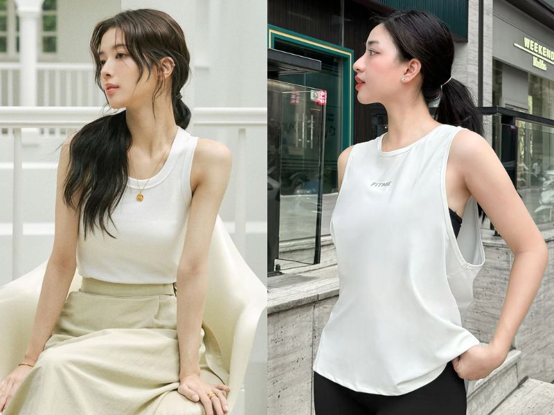 Mặc áo dây to nếu vai rộng