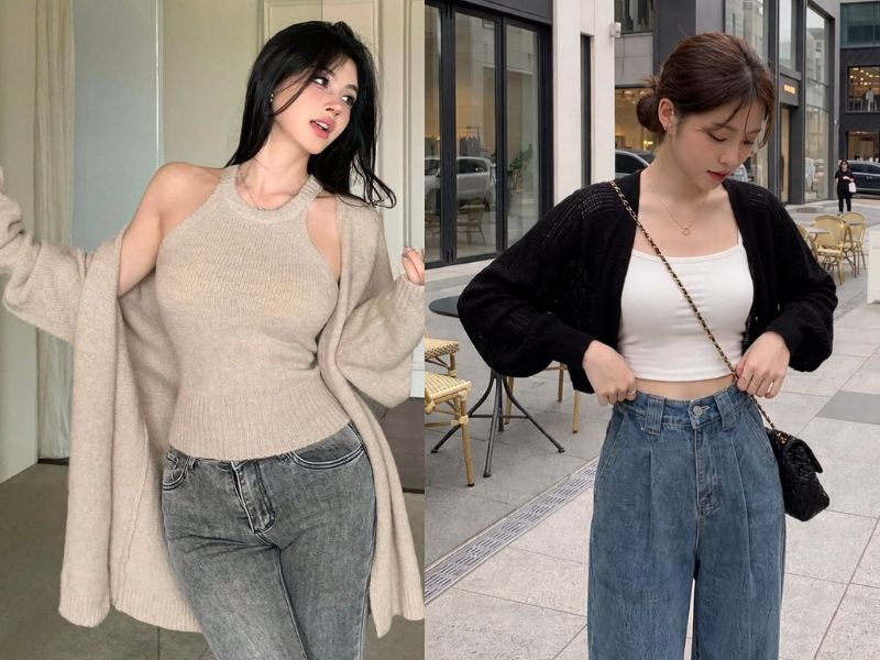 Cardigan mỏng mặc cùng ba lỗ bên trong