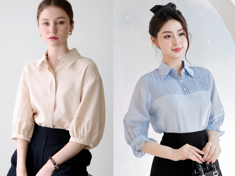 Các kiểu áo sơ mi nữ tay lỡ đẹp