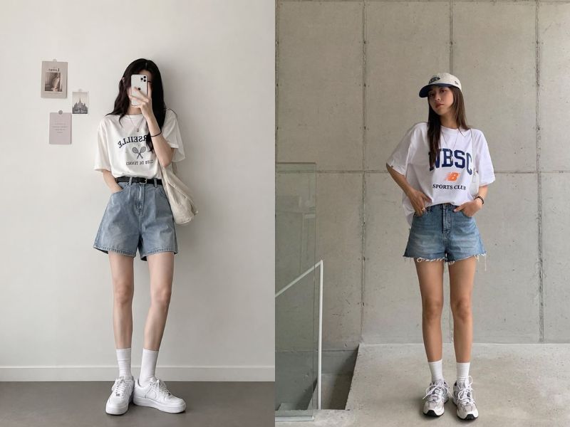 cách biến tấu áo thun rộng