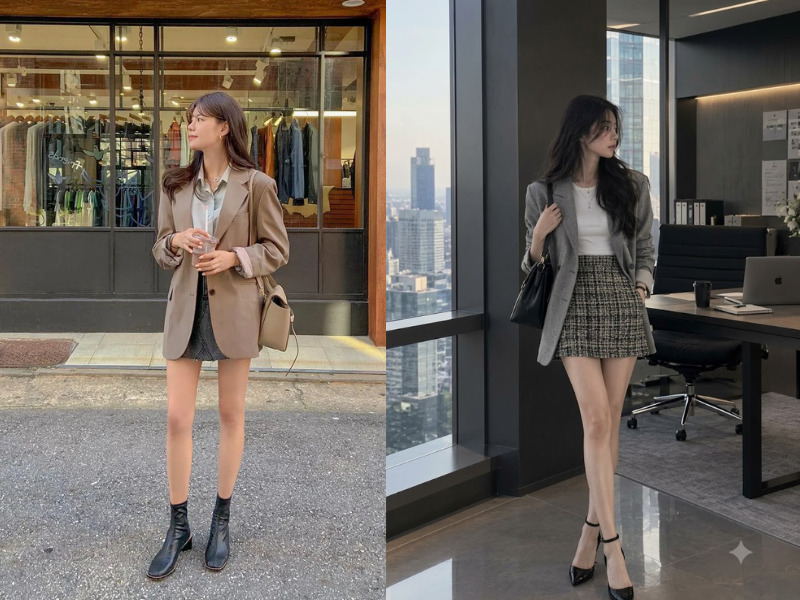 chân váy dạ ngắn kết hợp với áo gì