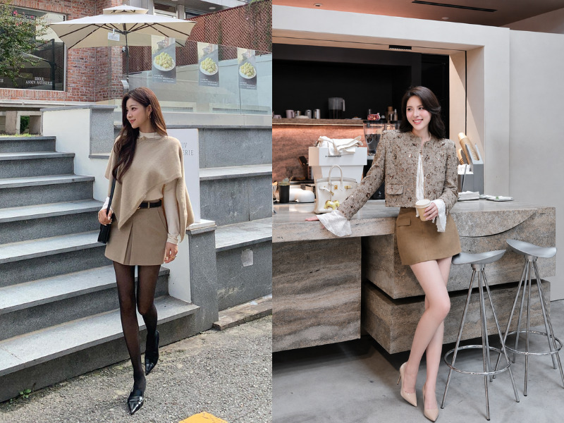 chân váy dạ ngắn kết hợp với áo gì